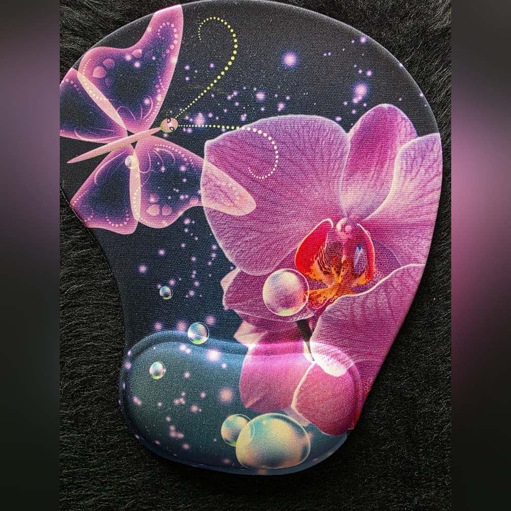 Pink Orchid and Butterfly Mouse Pad